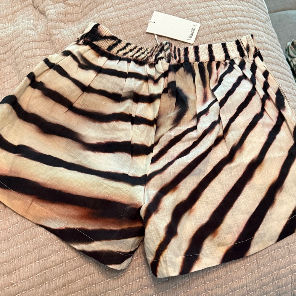 Tiger Stripe Linen-Blend Skirt — Black & Cream - Picture 4 of 5